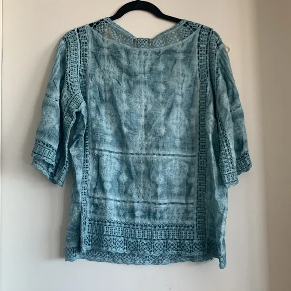 NWT Blue tie-dyed crotchet top - Picture 7 of 9